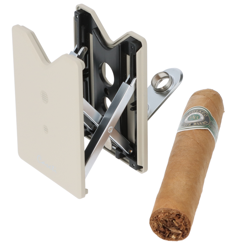 Caseti Zigarrenbohrer grau mit Ständer Frontansicht World of Smoke