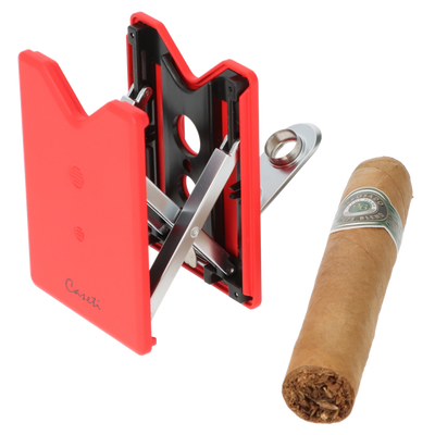 Caseti Zigarrenbohrer rot mit Ständer Frontansicht World of Smoke