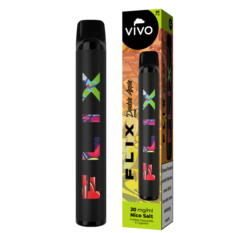 VIVO FLIX 700 Einweg E-Zigarette Double Apple 20mg/ml ca. 700 Züge Frontansicht World of Smoke