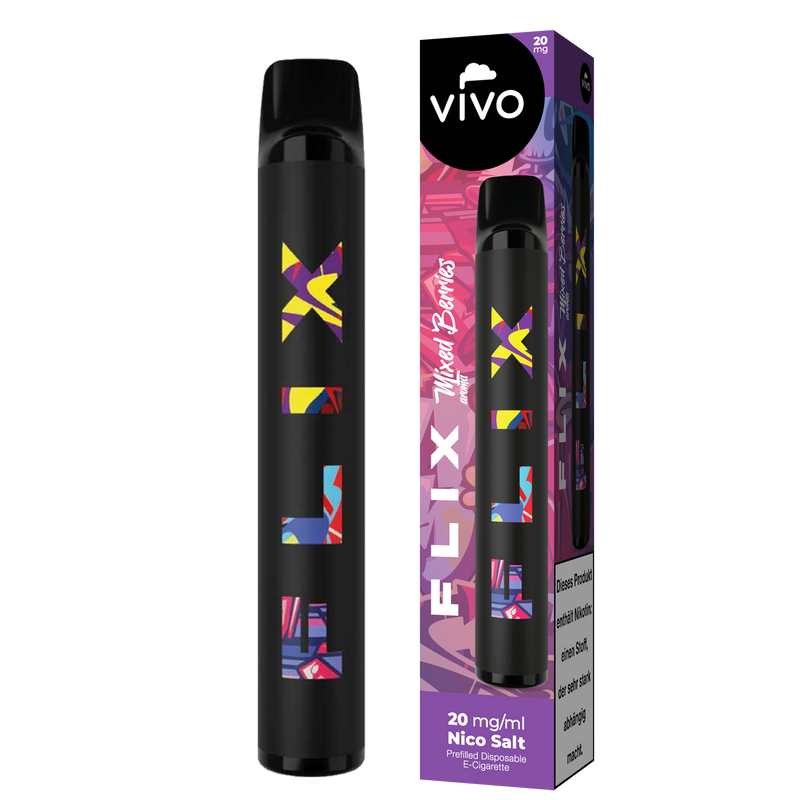 VIVO FLIX 700 Einweg E-Zigarette Mixed Berries 20mg/ml ca. 700 Züge Frontansicht World of Smoke