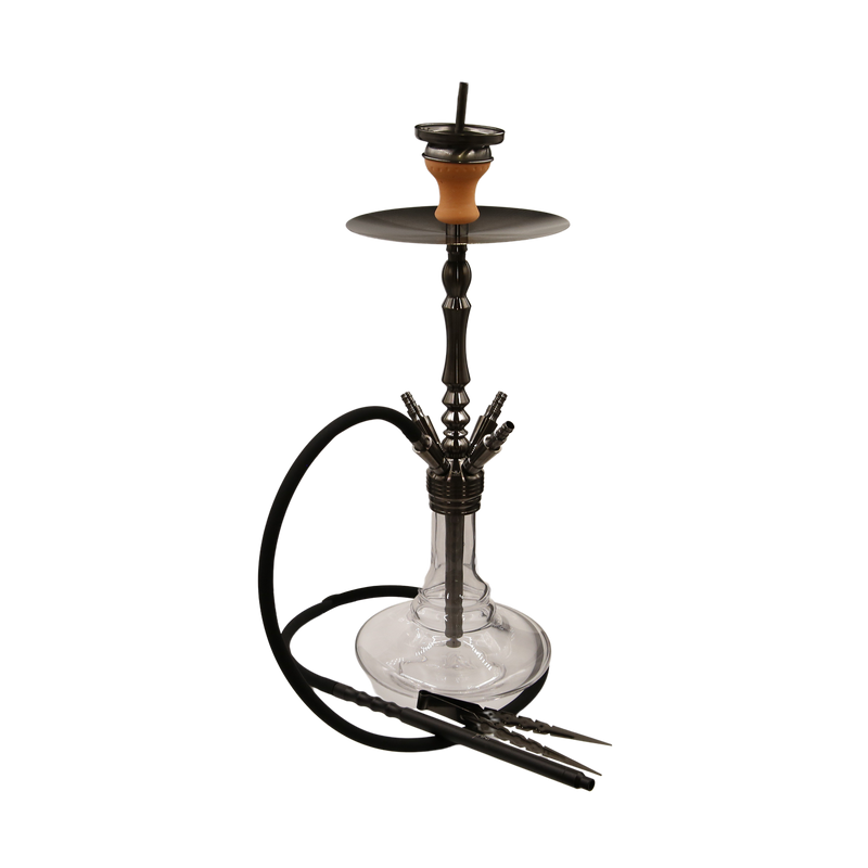 Shishakohle Moze x Vyro Noir Shisha - Clear Bowl, 49 cm, 4 Ventilöffnungen Frontansicht World of Smoke