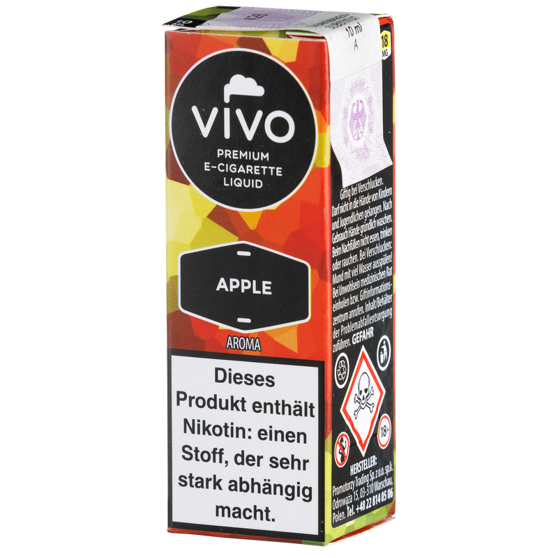 Vivo Liquid Apple 18mg 10ml Frontansicht World of Smoke