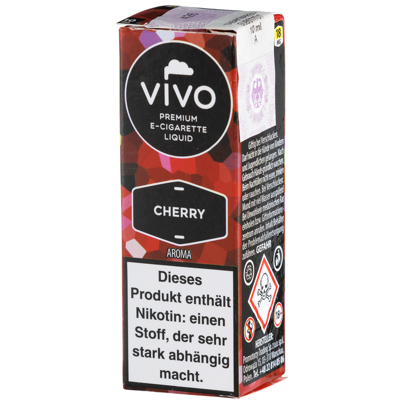Vivo Liquid Cherry 18mg 10ml Frontansicht World of Smoke