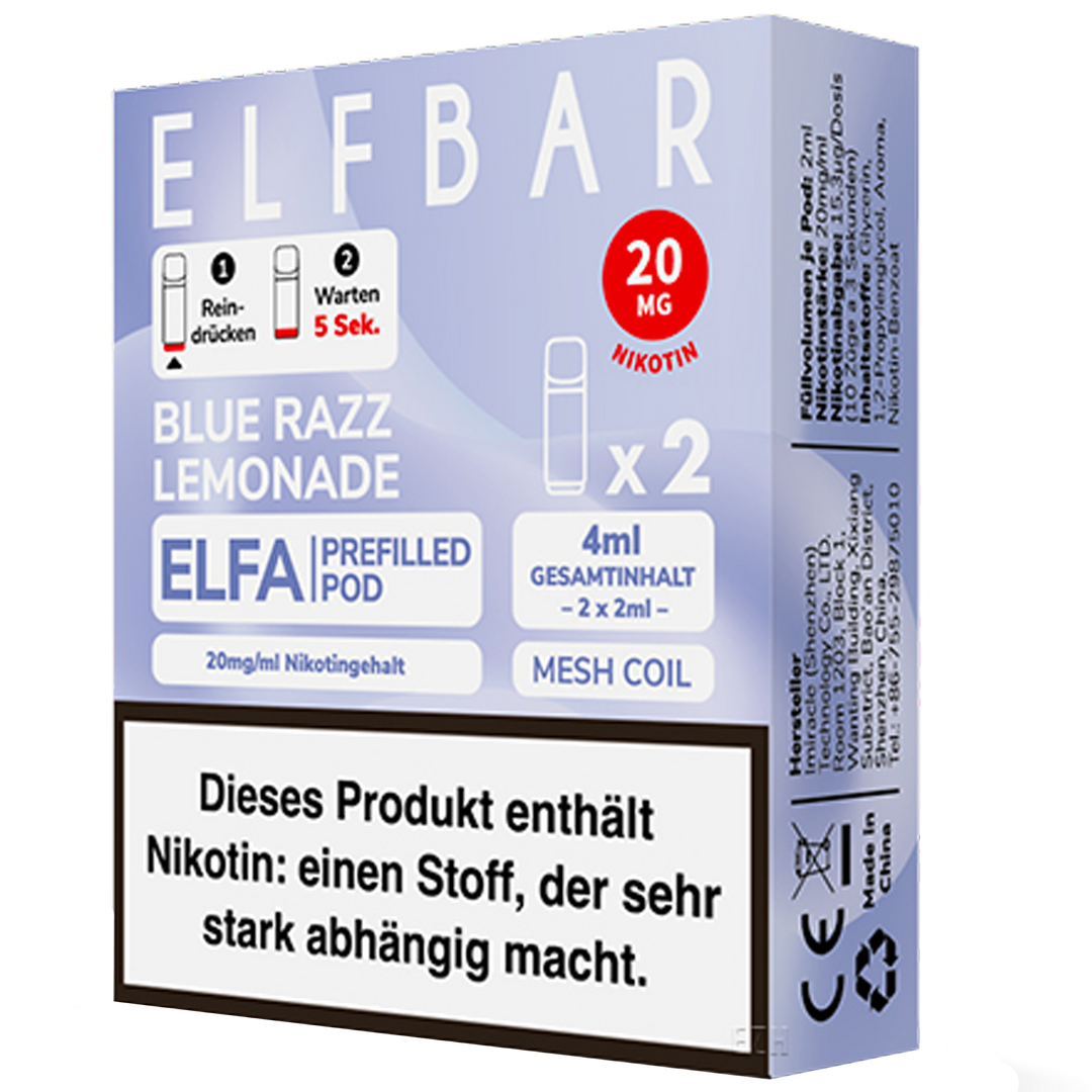 Pods - ELFBAR ELFA 2 Pods Blue Razz Lemonade - 20mg/ml Pods - ELFBAR ELFA 2 Pods Blue Razz Lemonade - 20mg/ml