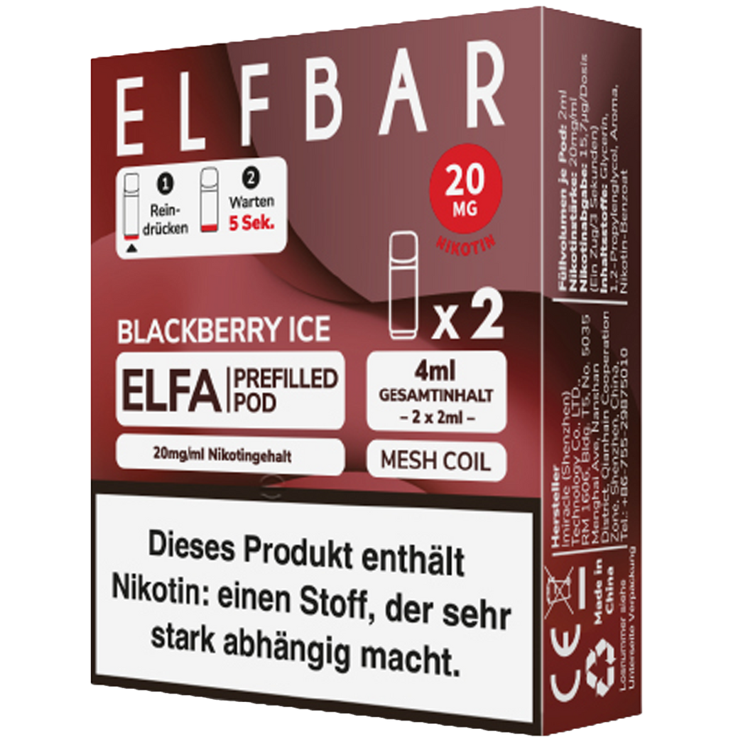 Pods - ELFBAR ELFA 2 Pods Blackberry Ice - 20mg/ml Pods - ELFBAR ELFA 2 Pods Blackberry Ice - 20mg/ml