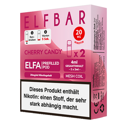 2x ELFBAR ELFA Pod Cherry Candy 20mg Frontansicht World of Smoke