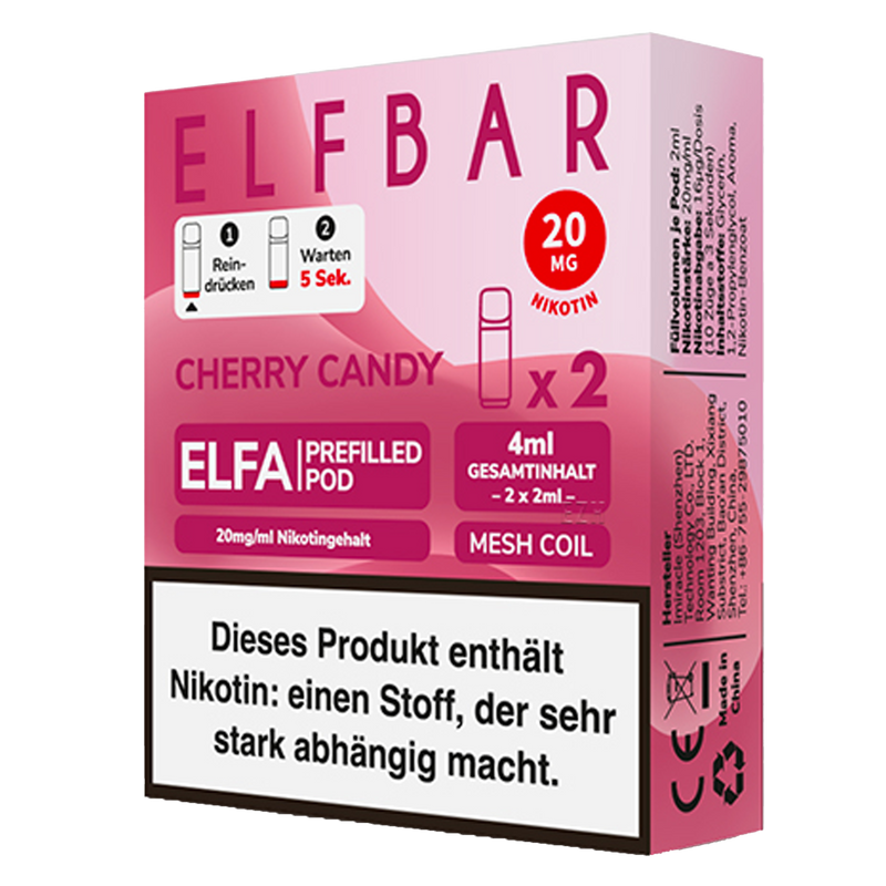 Pods - ELFBAR ELFA 2 Pods Cherry Candy - 20mg/ml Pods - ELFBAR ELFA 2 Pods Cherry Candy - 20mg/ml