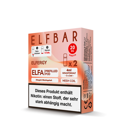 2x ELF BAR ELFA Pods Elfergy 20mg/ml Frontansicht World of Smoke
