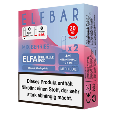 2x ELFBAR ELFA Pod Mix Berries 20mg Frontansicht World of Smoke