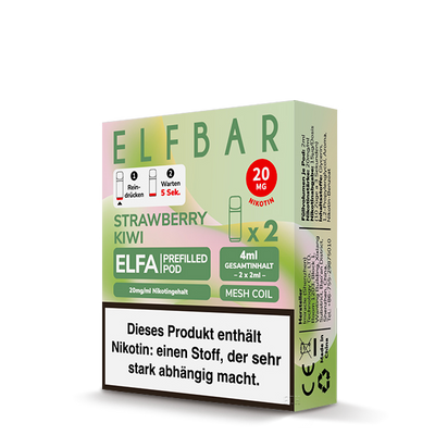 2x ELF BAR ELFA Pods Strawberry Kiwi 20mg/ml Frontansicht World of Smoke