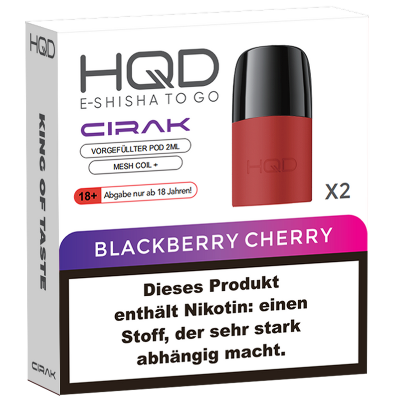 2x HQD Cirak Pod Blackberry Cherry Frontansicht World of Smoke