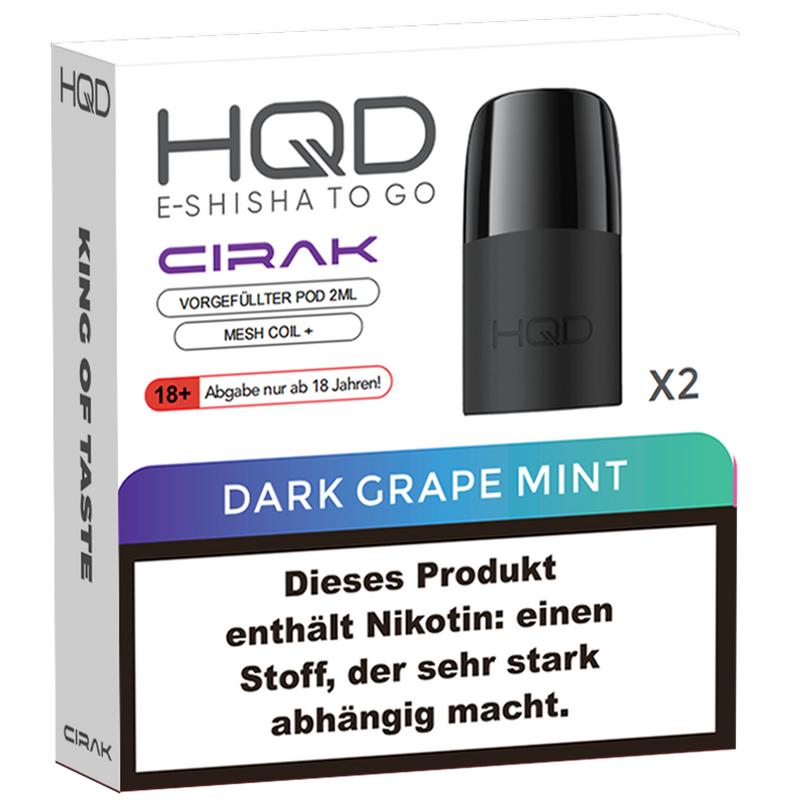 2x HQD Cirak Pod Dark Grape Mint Frontansicht World of Smoke
