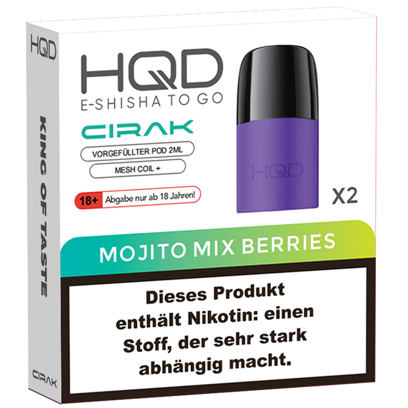 2x HQD Cirak Pod Mojito Mix Berries Frontansicht World of Smoked