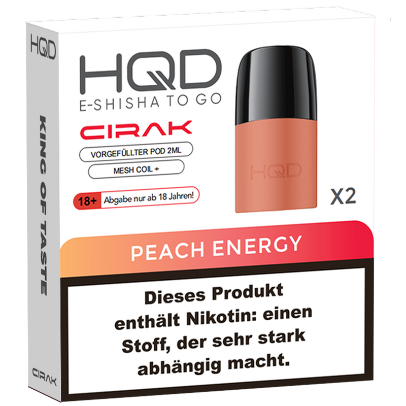 2x HQD Cirak Pod Peach Energy Frontansicht World of Smoke