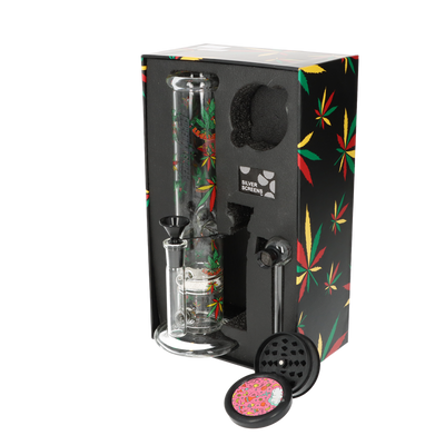 Super Heroes Geschenkset: Mini Glasbon, Grinder, Pfeife