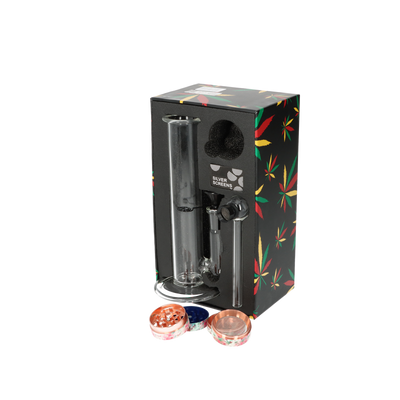 Super Heroes Geschenkset: Mini Glasbon, Grinder, Pfeife