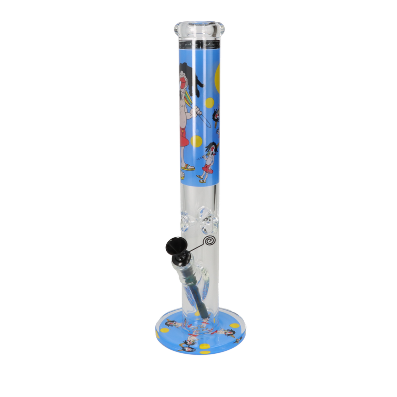 Super Heroes Glasbong Ice Zylinder, transparent Rasta blau, H. 42 cm Ø 4 cm
