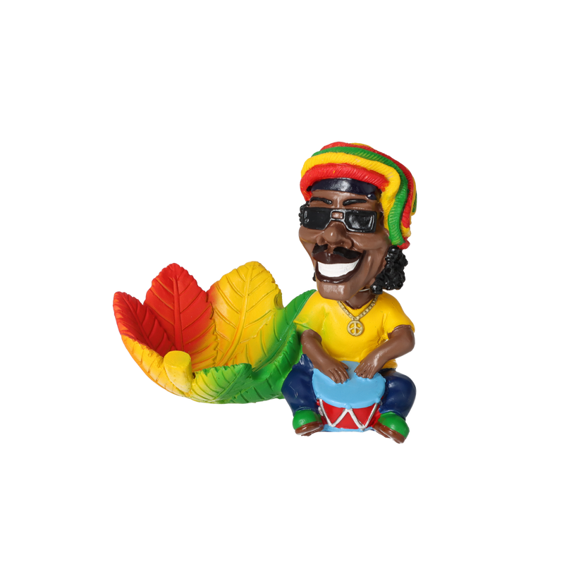 Aschenbecher Rasta Wackelkopf  mit bunten Hanfblatt 14 x 9 x 11 cm
