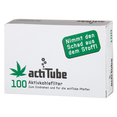 Acti Tube 8mm Filter Regular  Schachtel a` 100 Filter Frontansicht World of Smoke
