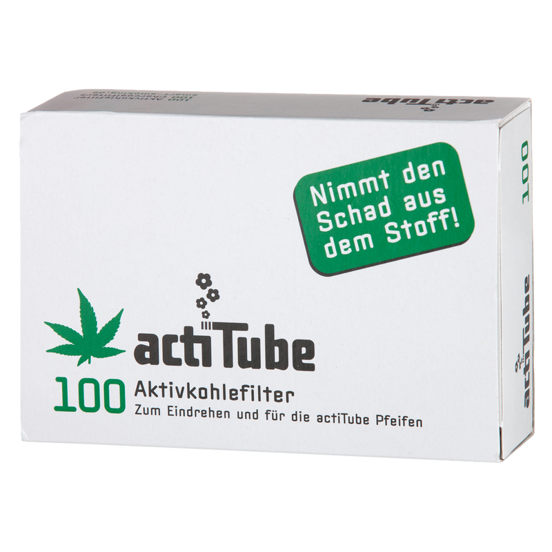Acti Tube 8mm Filter Regular  Schachtel a` 100 Filter Frontansicht World of Smoke