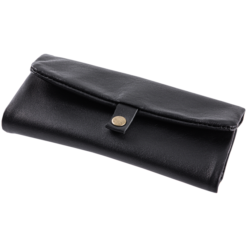 Angelo Feinschnittbeutel Leder schwarz 9x15cm+Rolltray+Stopfhilfe Frontansicht World of Smoke