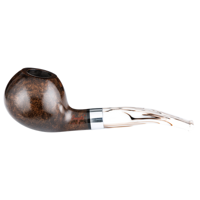 Angelo Pfeife Halfbent/Golfball Vintage braun, farbiges Mundstück mit Ring Frontansicht World of Smoke
