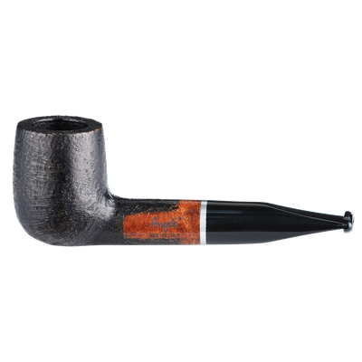 Angelo Pfeife Mini gerade, sandgestrahlt schwarz/braun mit Ring Frontansicht World of Smoke