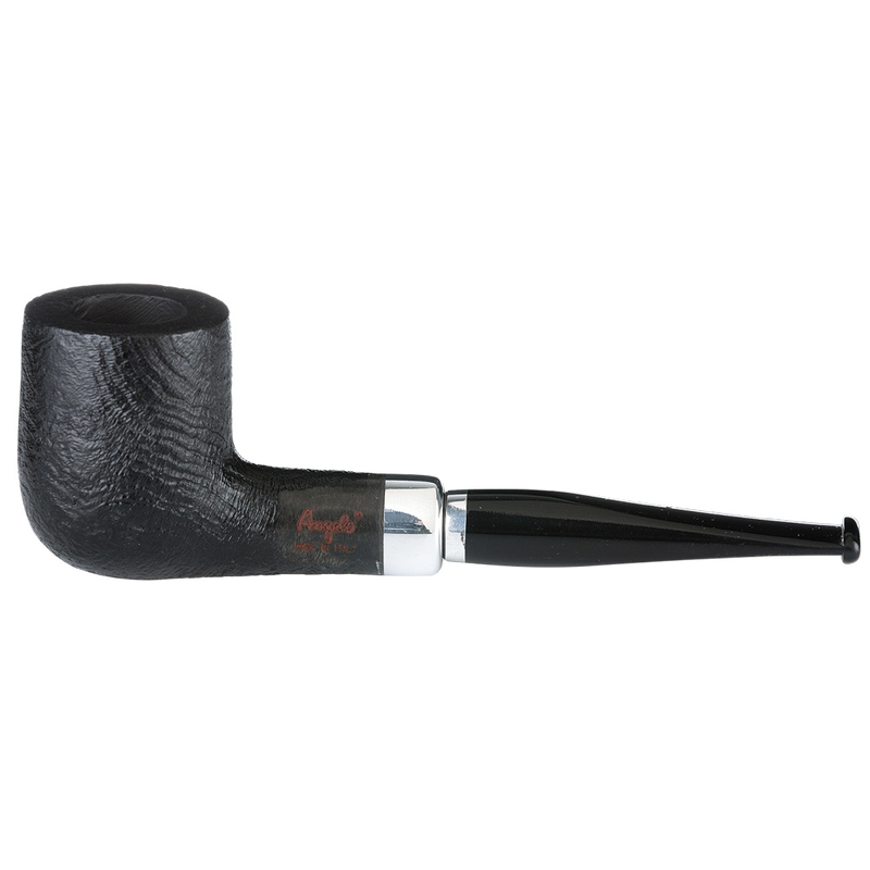 Angelo Pfeife schwarz rustikal gerade mit Ring Frontansicht World of Smoke