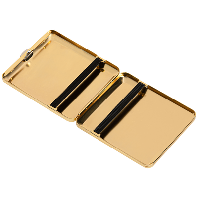 Angelo Zigaretten Etui Metall goldfarben Gummi 18er Detailansicht World of Smoke