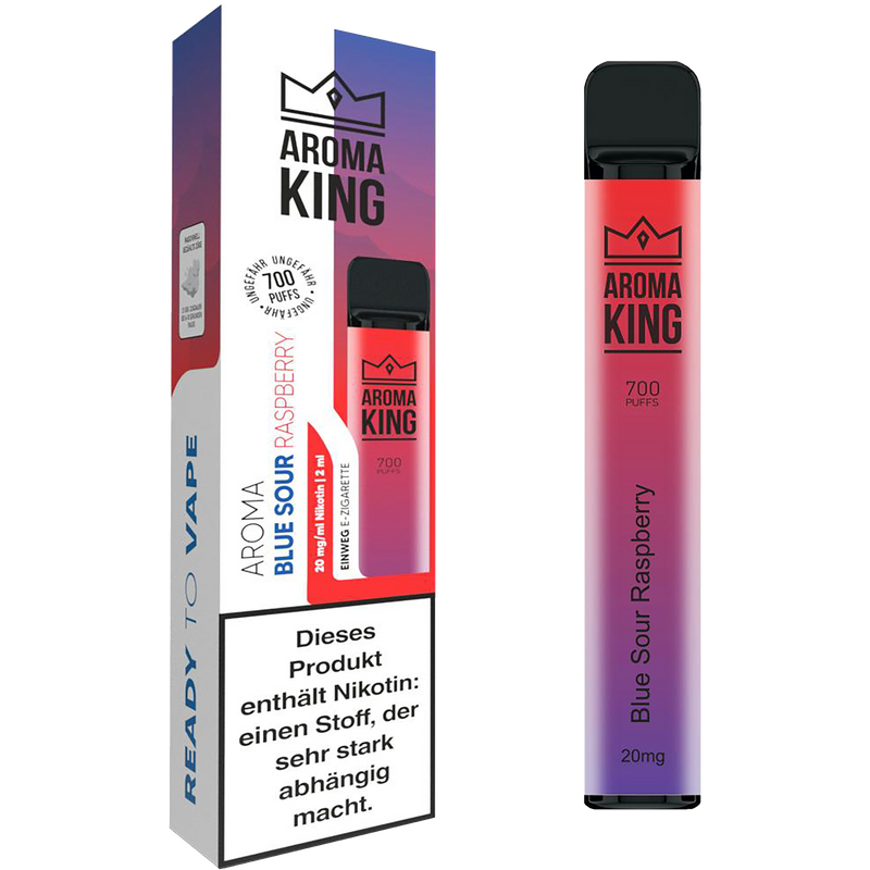 Aroma King Einweg E-Zigarette Blue Sour Raspberry Frontansicht World of Smoke