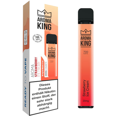 Aroma King Einweg E-Zigarette Strawberry Ice Cream Frontansicht World of Smoke