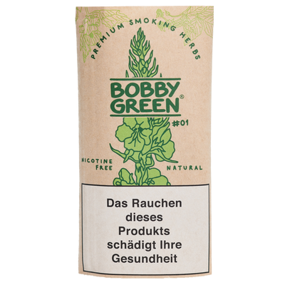 Bobby Green #01 20g Tabakersatz mit Königskerze,Himbeerblätter und Eibisch Frontansicht World of Smoke