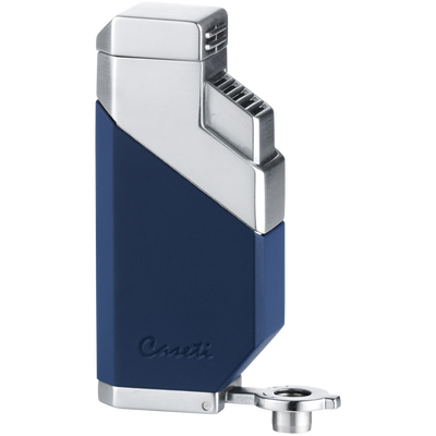 Caseti Feuerzeug 3xJet blau matt/chrom mit Bohrer Detailansicht World of Smoke