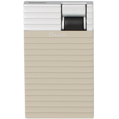 Caseti Feuerzeug Flat Flame grau-beige-matt Frontansicht World of Smoke