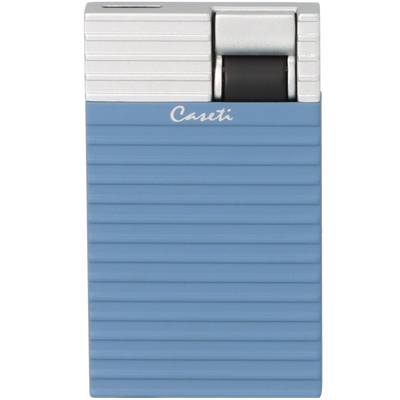 Caseti Feuerzeug Flat Flame stell-blue-matt Frontansicht World of Smoke