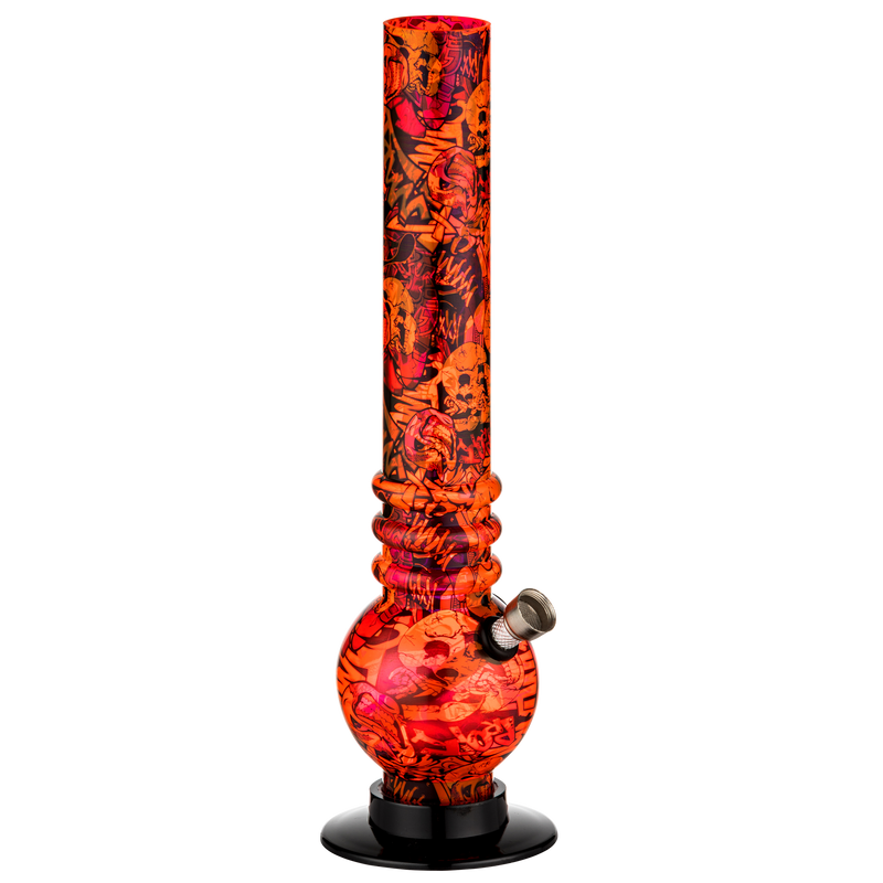 Dreamliner Acrylbong 30 cm Skull Orange rot Frontansicht World of Smoke