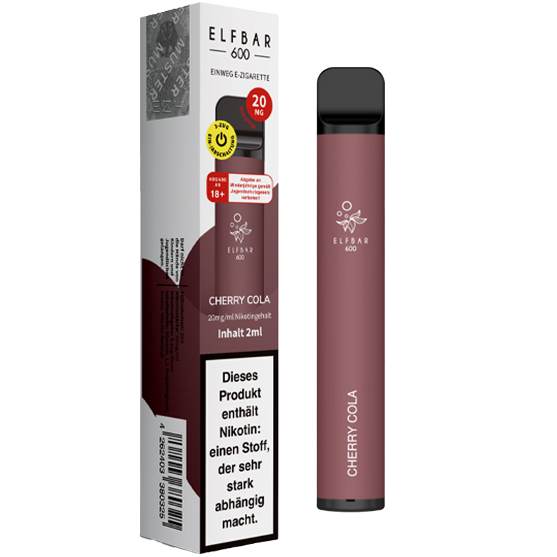 ELF BAR Einweg E-Zigarette Cherry Cola 20mg 600 Züge Frontansicht World of Smoke