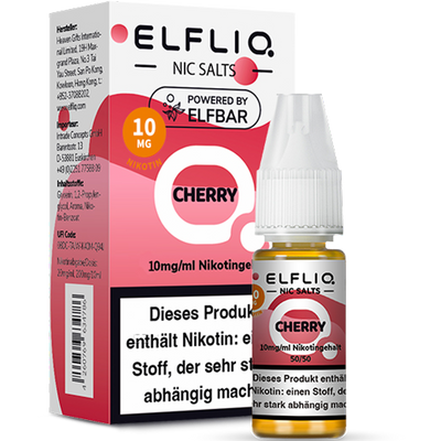 ELFBAR ELFLIQ 10 mg Cherry Nikotinsalz Liquid 10ml Frontansicht World of Smoke
