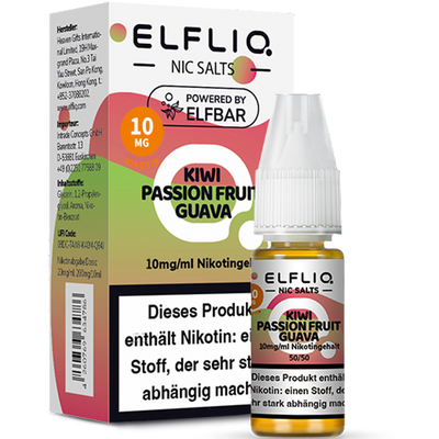 ELFBAR ELFLIQ 10 mg Kiwi Passionfruit Guava Nikotinsalz Liquid 10ml Frontansicht World of Smoke