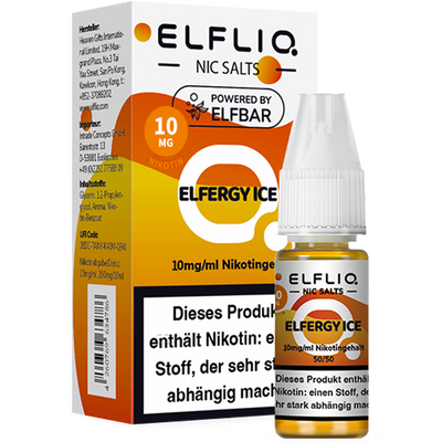 ELFBAR Elfliq 10mg SALT Liquid Elfergy Ice 10ml Frontansicht World of Smoke