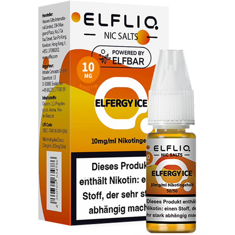 ELFBAR Elfliq 10mg SALT Liquid Elfergy Ice 10ml Frontansicht World of Smoke