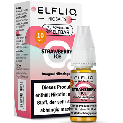 ELFBAR ELFLIQ 10 mg Strawberry Ice Nikotinsalz Liquid 10ml Frontansicht World of Smoke