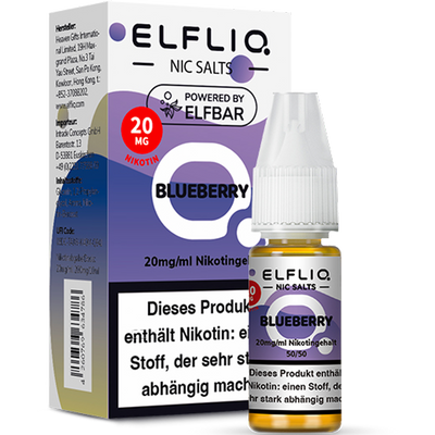 ELFBAR ELFLIQ 20 mg Blueberry Nikotinsalz Liquid 10ml Frontansicht World of Smoke