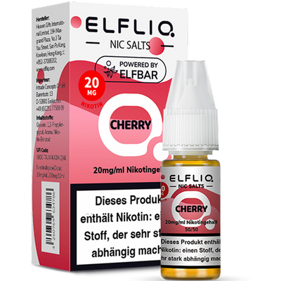 ELFBAR ELFLIQ 20 mg Cherry Nikotinsalz Liquid 10ml Frontansicht World of Smoke