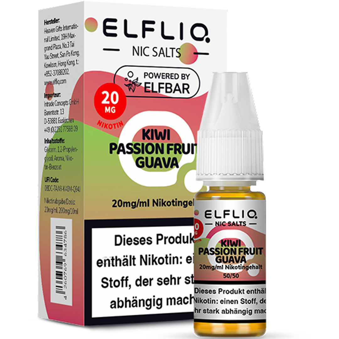 Liquids - ELFBAR ELFLIQ Kiwi Passionfruit Guava Nikotinsalz Liquid 10ml Liquids - ELFBAR ELFLIQ Kiwi Passionfruit Guava Nikotinsalz Liquid 10ml