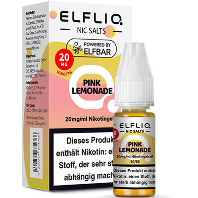 ELFBAR ELFLIQ 20 mg Pink Lemonade Nikotinsalz Liquid 10ml Frontansicht World of Smoke