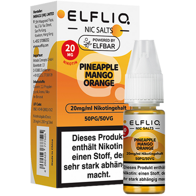ELFBAR Elfliq 20mg SALT Liquid Pineapple Mango Orange 10ml Frontansicht World of Smoke