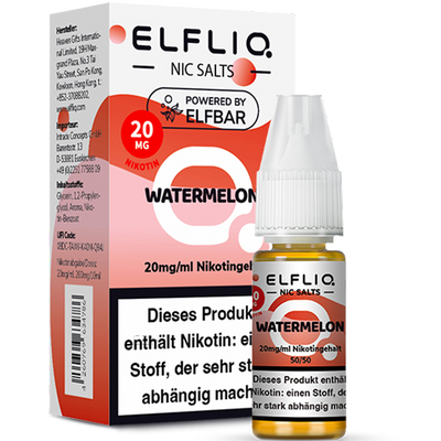 ELFBAR ELFLIQ 20 mg Watermelon Nikotinsalz Liquid 10ml Frontansicht World of Smoke