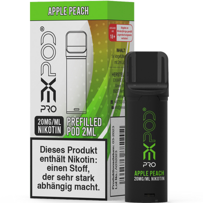 EXPOD Pro POD Apple Peach 20mg/ml ca 600 Züge Frontansicht World of Smoke