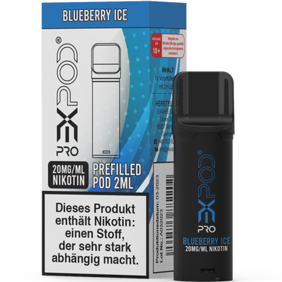 EXPOD Pro POD Blueberry Ice 20mg/ml ca 600 Züge Frontansicht World of Smoke